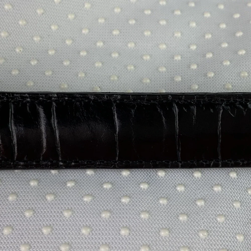 Womens Waist Belt M/L 32 Black or Brown Leather Silver Gold Tone Trim 3/4